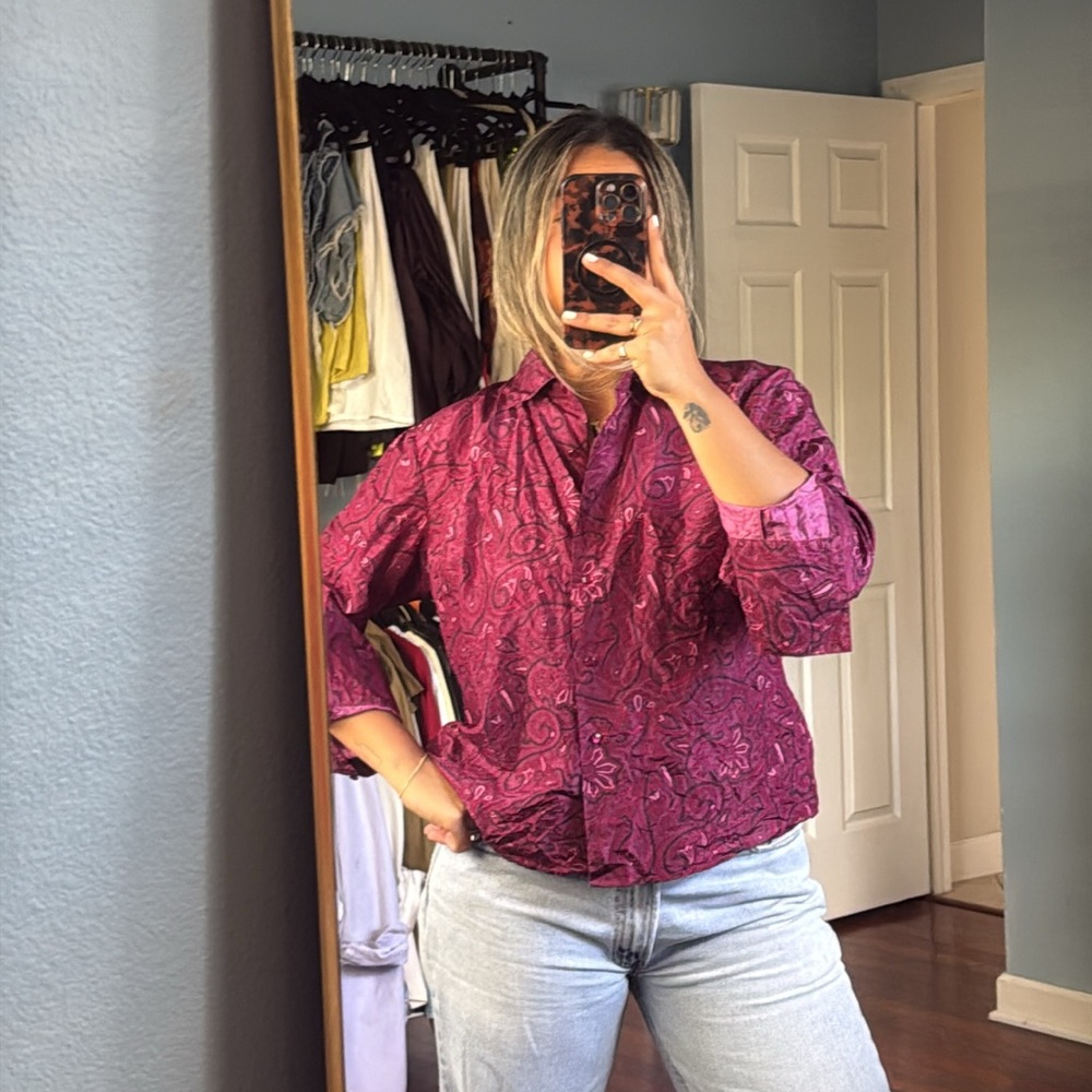 100% silk paisely top